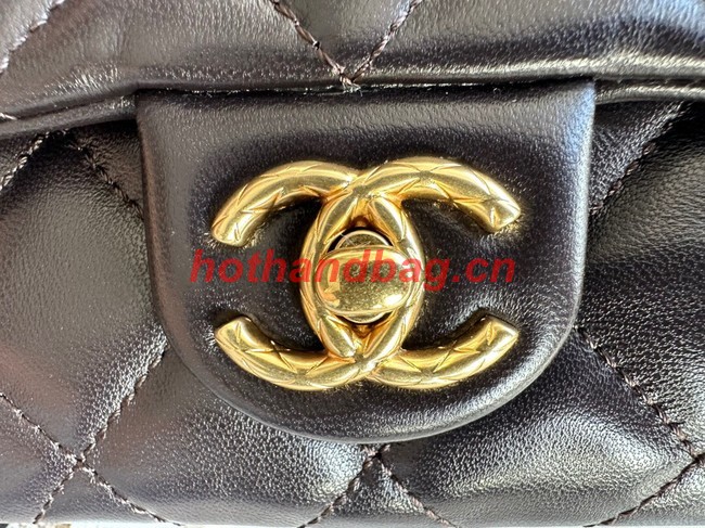 CHANEL FLAP BAG Lambskin & Gold-Tone Metal AS3393 black