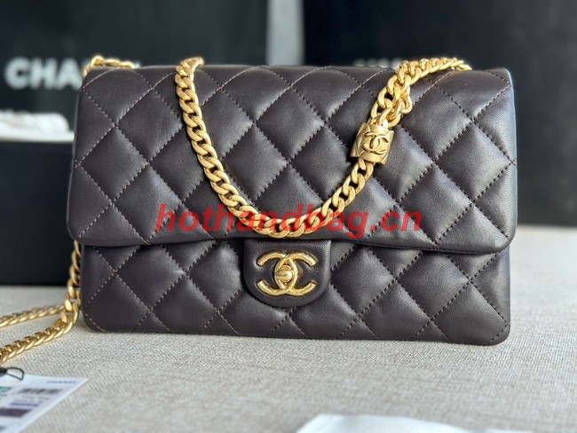 CHANEL FLAP BAG Lambskin & Gold-Tone Metal AS3609 black