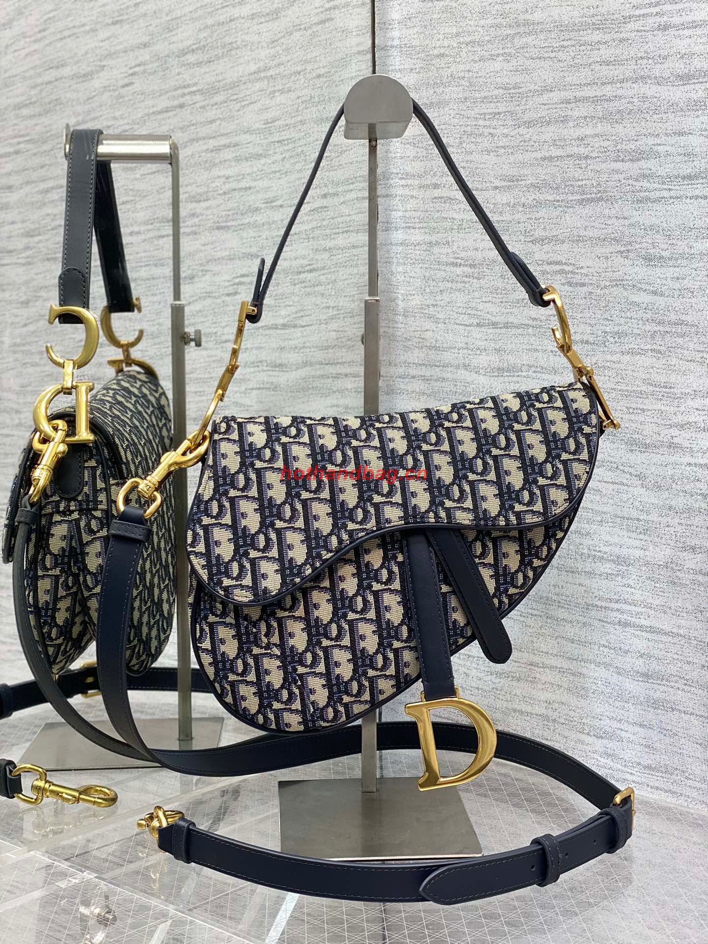 Dior Saddle Bag with Strap Oblique Jacquard M0488 Blue