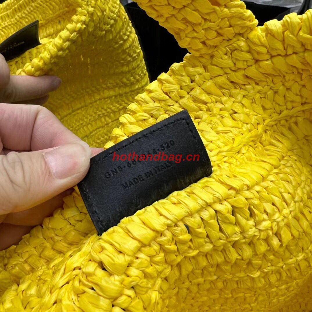 SAINT LAURENT RIVE GAUCHE SUPPLE TOTE BAG IN RAFFIA CROCHET 688864 yellow