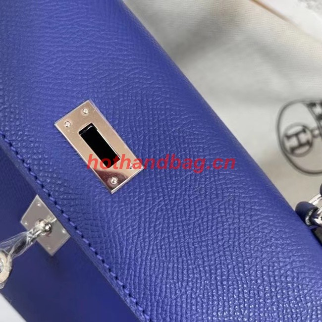 Hermes Kelly 25cm Shoulder Bags Epsom KL2755 Electrooptic blue&silver-Tone Metal