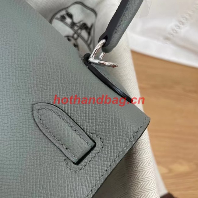 Hermes Kelly 25cm Shoulder Bags Epsom KL2755 Fog blue&silver-Tone Metal