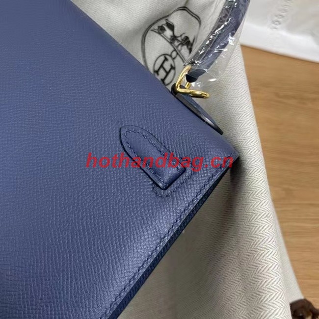 Hermes Kelly 25cm Shoulder Bags Epsom KL2755 Royal blue&gold-Tone Metal