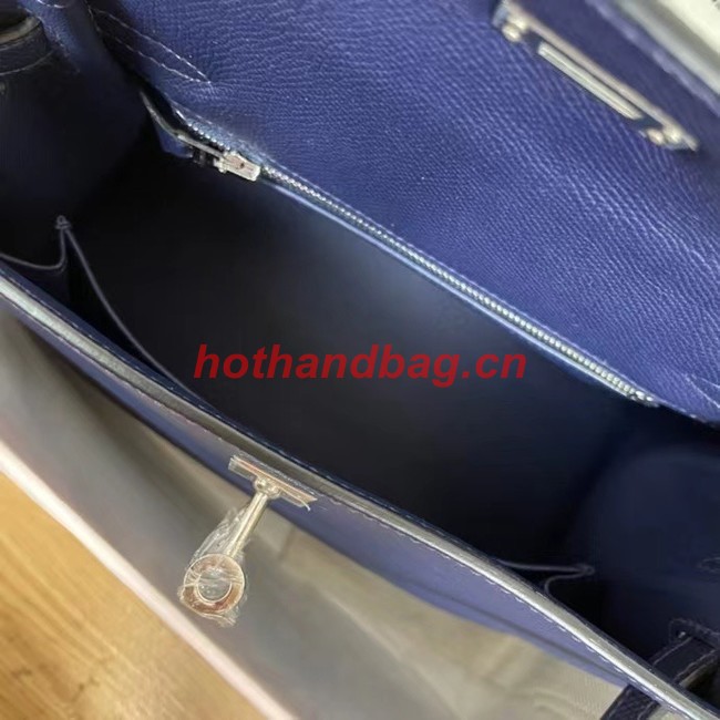 Hermes Kelly 25cm Shoulder Bags Epsom KL2755 Royal blue&silver-Tone Metal