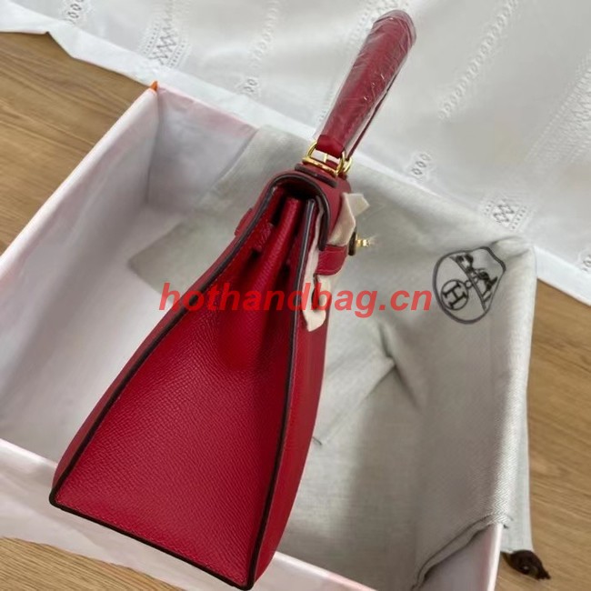 Hermes Kelly 25cm Shoulder Bags Epsom KL2755 red&gold-Tone Metal