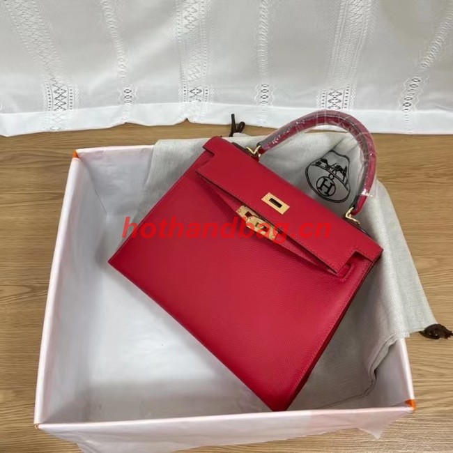 Hermes Kelly 25cm Shoulder Bags Epsom KL2755 red&gold-Tone Metal