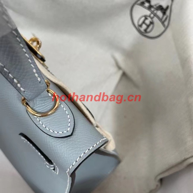 Hermes Kelly 25cm Shoulder Bags Epsom KL2755 sky blue&gold-Tone Metal