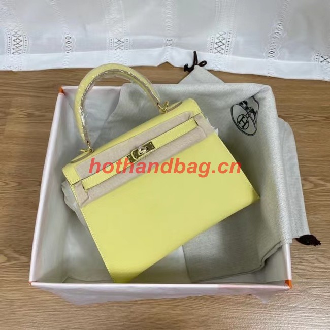 Hermes Kelly 25cm Shoulder Bags Epsom KL2755 yellow&gold-Tone Metal