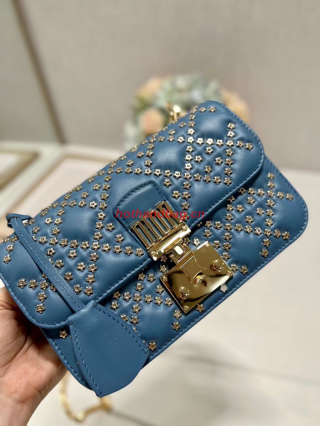 DIOR BAG Lucky Star Cannage Lambskin C2628 blue