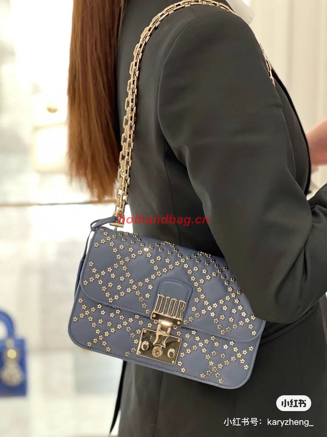 DIOR BAG Lucky Star Cannage Lambskin C2628 blue