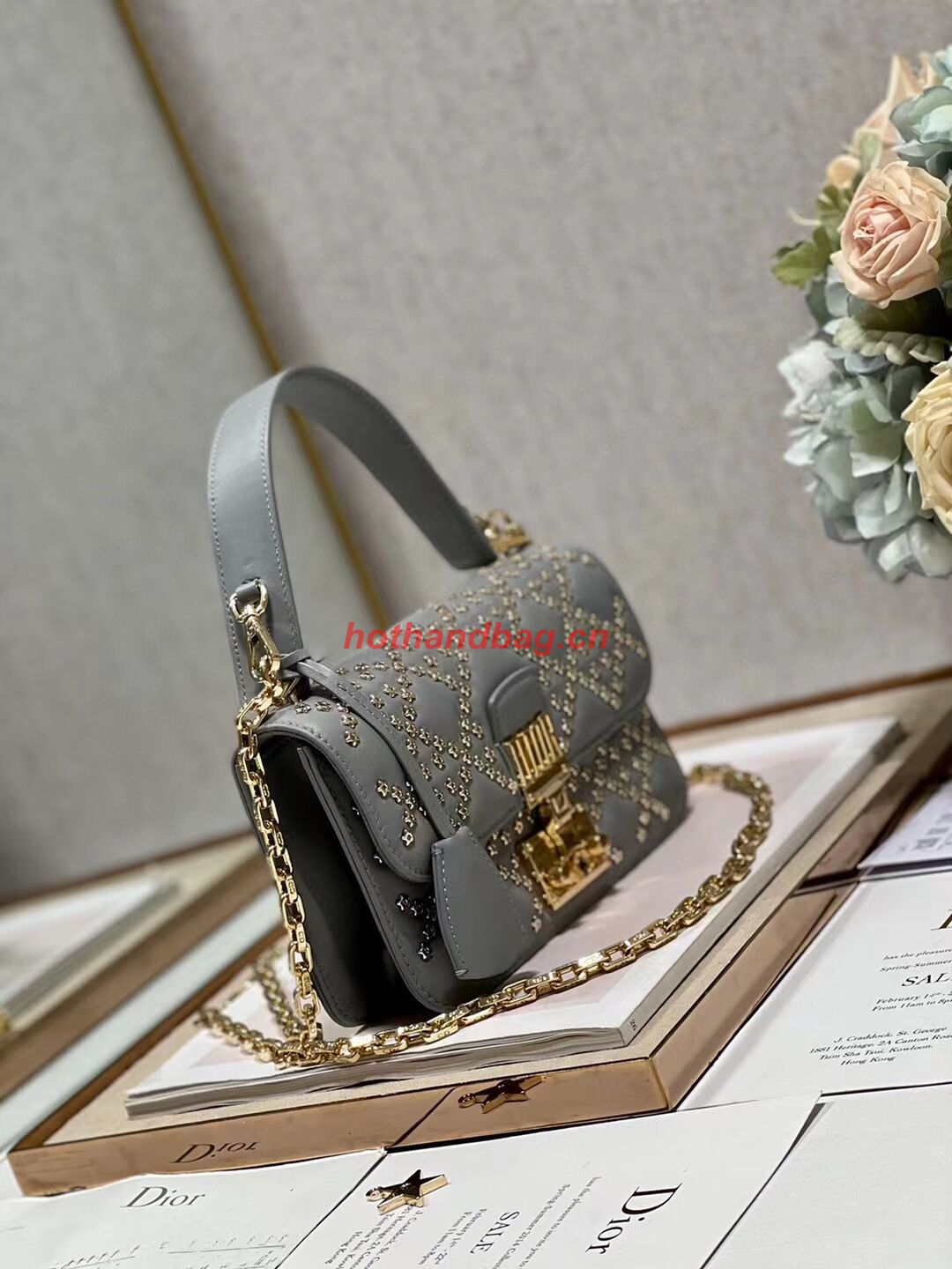 DIOR BAG Lucky Star Cannage Lambskin C2628 gray