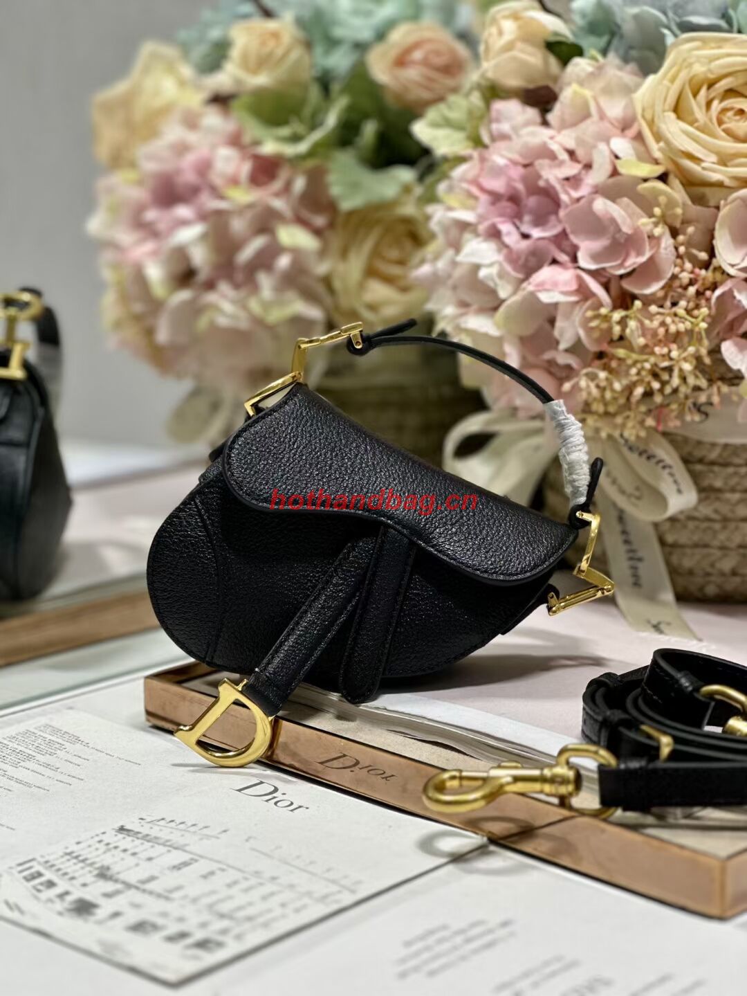 DIOR MICRO SADDLE BAG Antique Goatskin S5685CC black