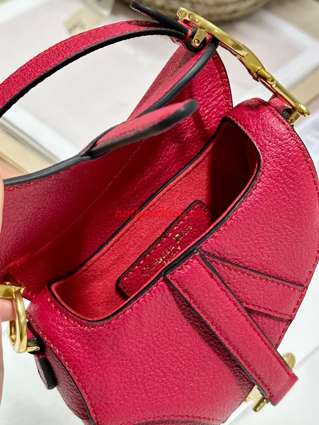 DIOR MICRO SADDLE BAG Antique Goatskin S5685CC red