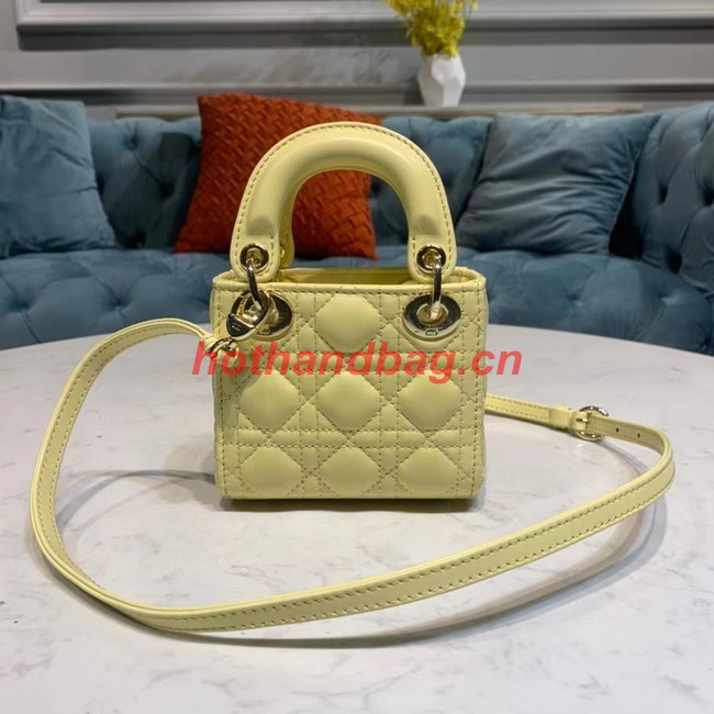 MICRO LADY DIOR BAG Mustard Yellow Cannage Lambskin S0856O