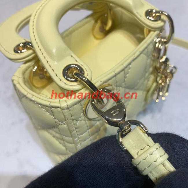 MICRO LADY DIOR BAG Mustard Yellow Cannage Lambskin S0856O