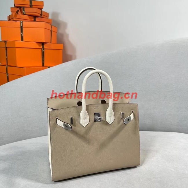 Hermes Original Togo Leather HB30O light gray&white