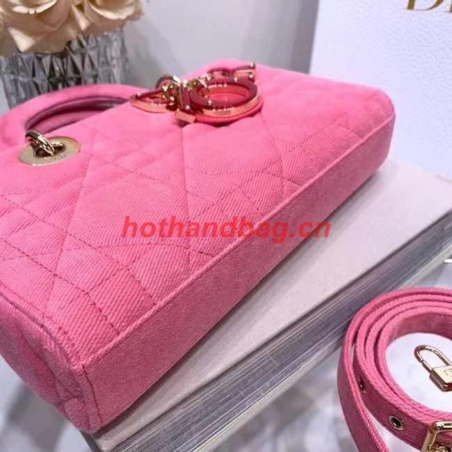 DIOR MEDIUM LADY D-JOY BAG Cannage Denim M0540O pink