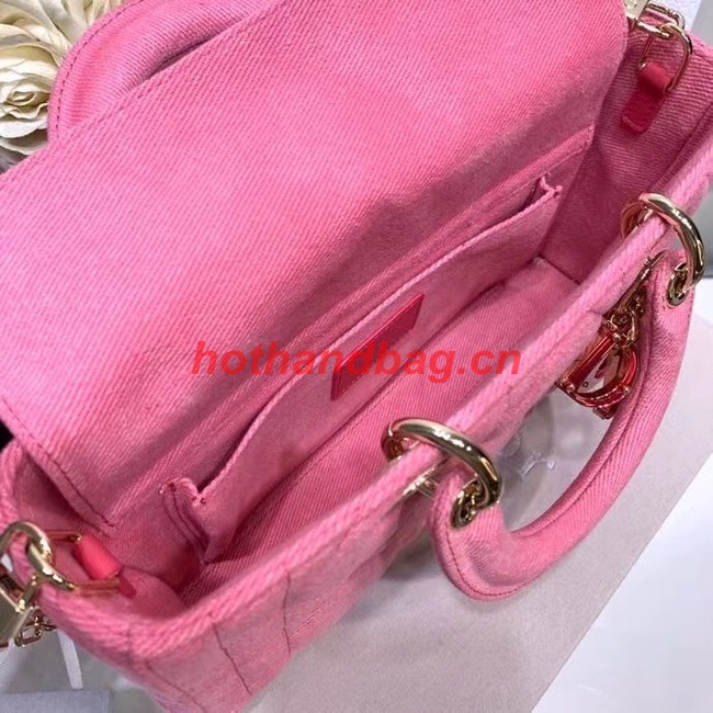 DIOR MEDIUM LADY D-JOY BAG Cannage Denim M0540O pink