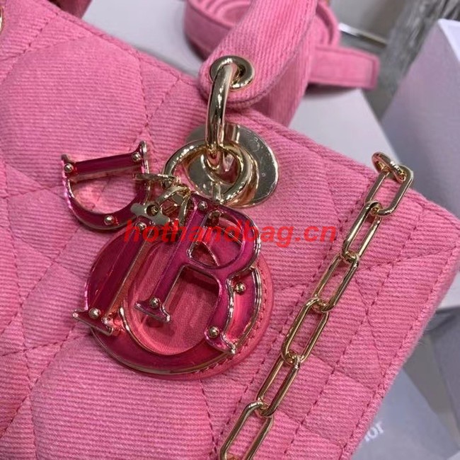 DIOR MEDIUM LADY D-JOY BAG Cannage Denim M0540O pink