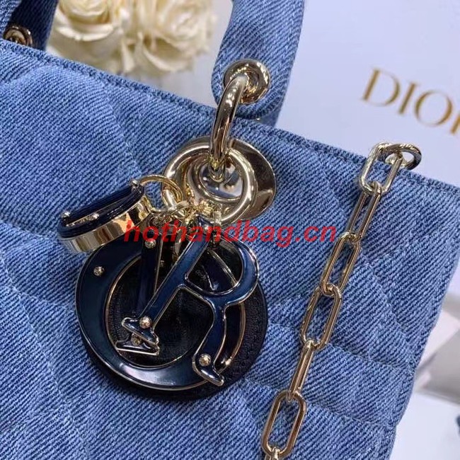 DIOR MEDIUM LADY D-JOY BAG Cannage Denim M0540O blue