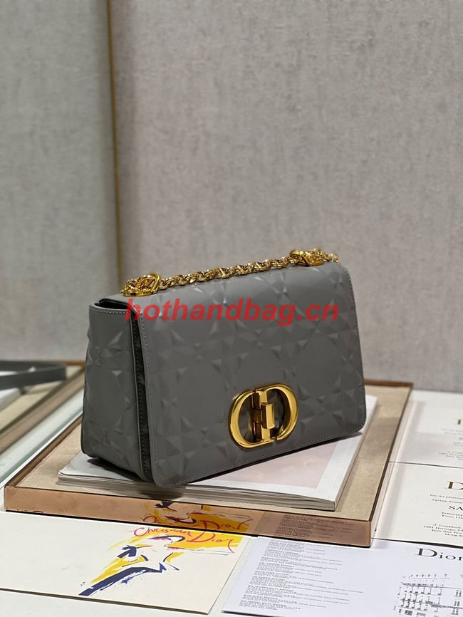 MEDIUM DIOR CARO BAG Cannage Calfskin with Diamond Motif M9242UW gray&gold