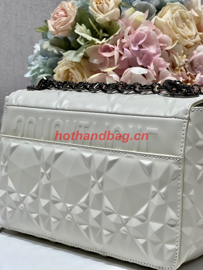 MEDIUM DIOR CARO BAG Cannage Calfskin with Diamond Motif M9242UW white&black