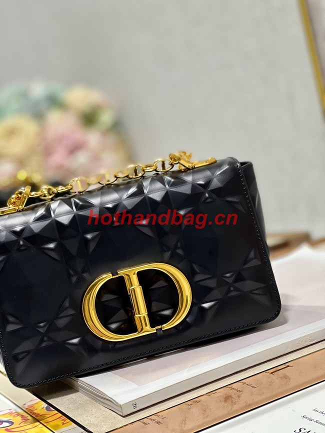 SMALL DIOR CARO BAG Cannage Calfskin with Diamond Motif M9243UW black&gold