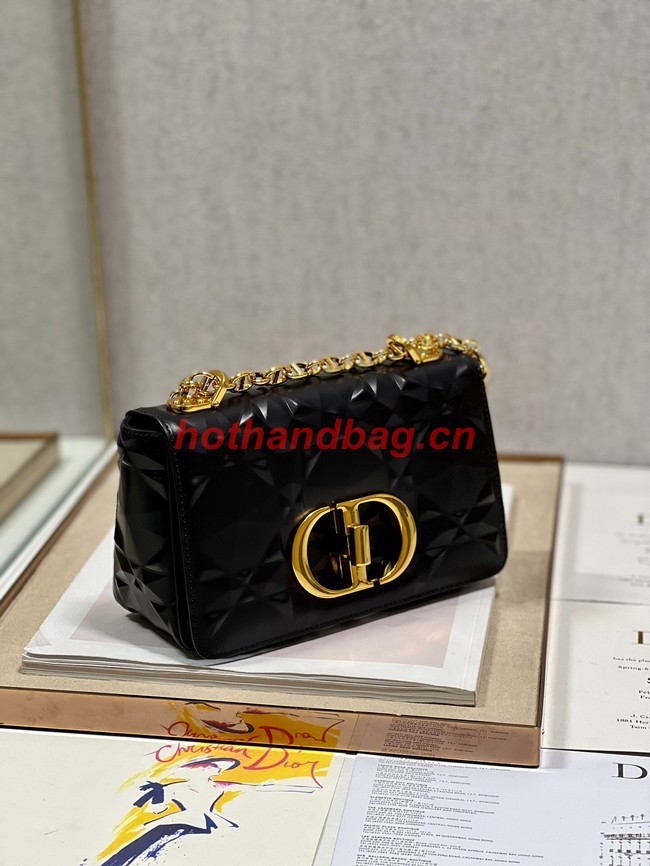 SMALL DIOR CARO BAG Cannage Calfskin with Diamond Motif M9243UW black&gold