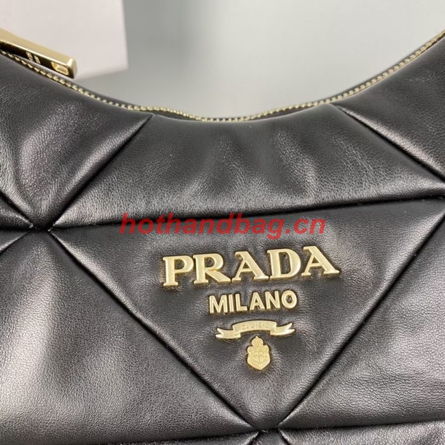 Prada nappa leather padded hobo bag 1BC157 black