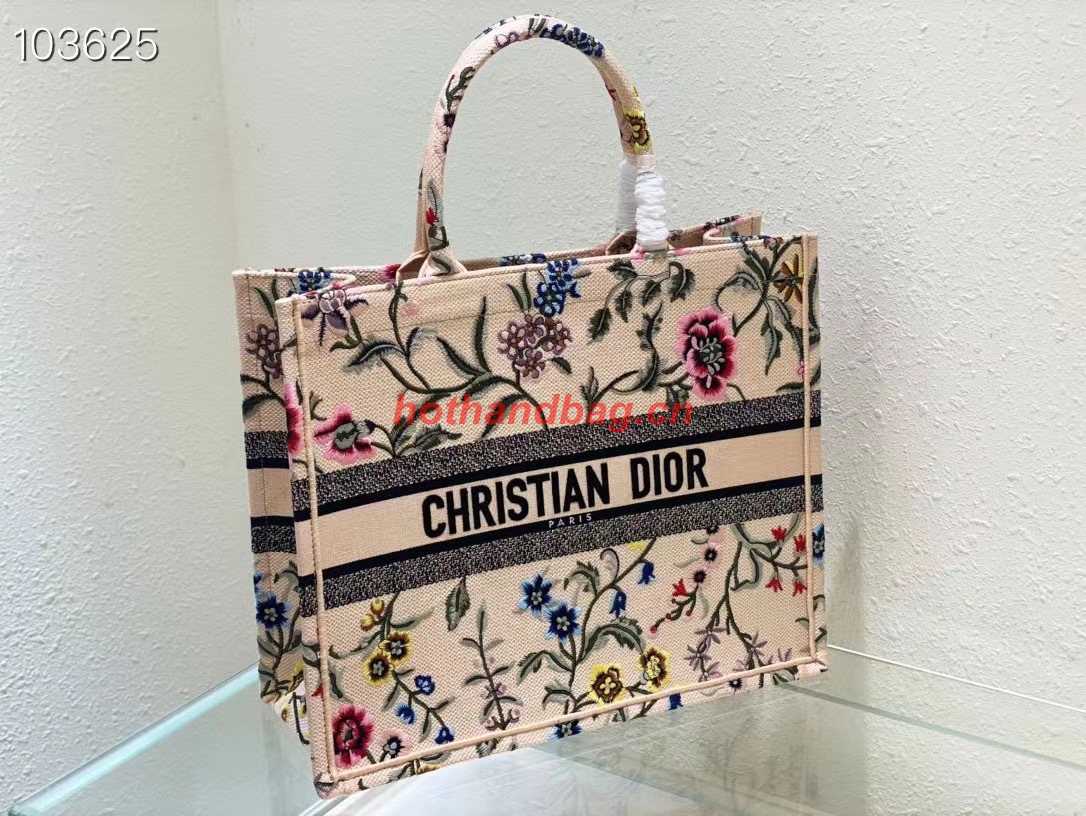 LARGE DIOR BOOK TOTE Natural Multicolor Raffia Embroidered with Dior Petites Fleurs M1286ZEA