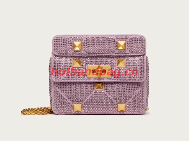 VALENTINO GARAVANI small Roman Stud soft sheep leather chain shoulder bag 2288 Lavender