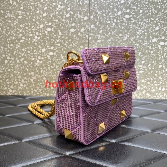 VALENTINO GARAVANI small Roman Stud soft sheep leather chain shoulder bag 2288 Lavender