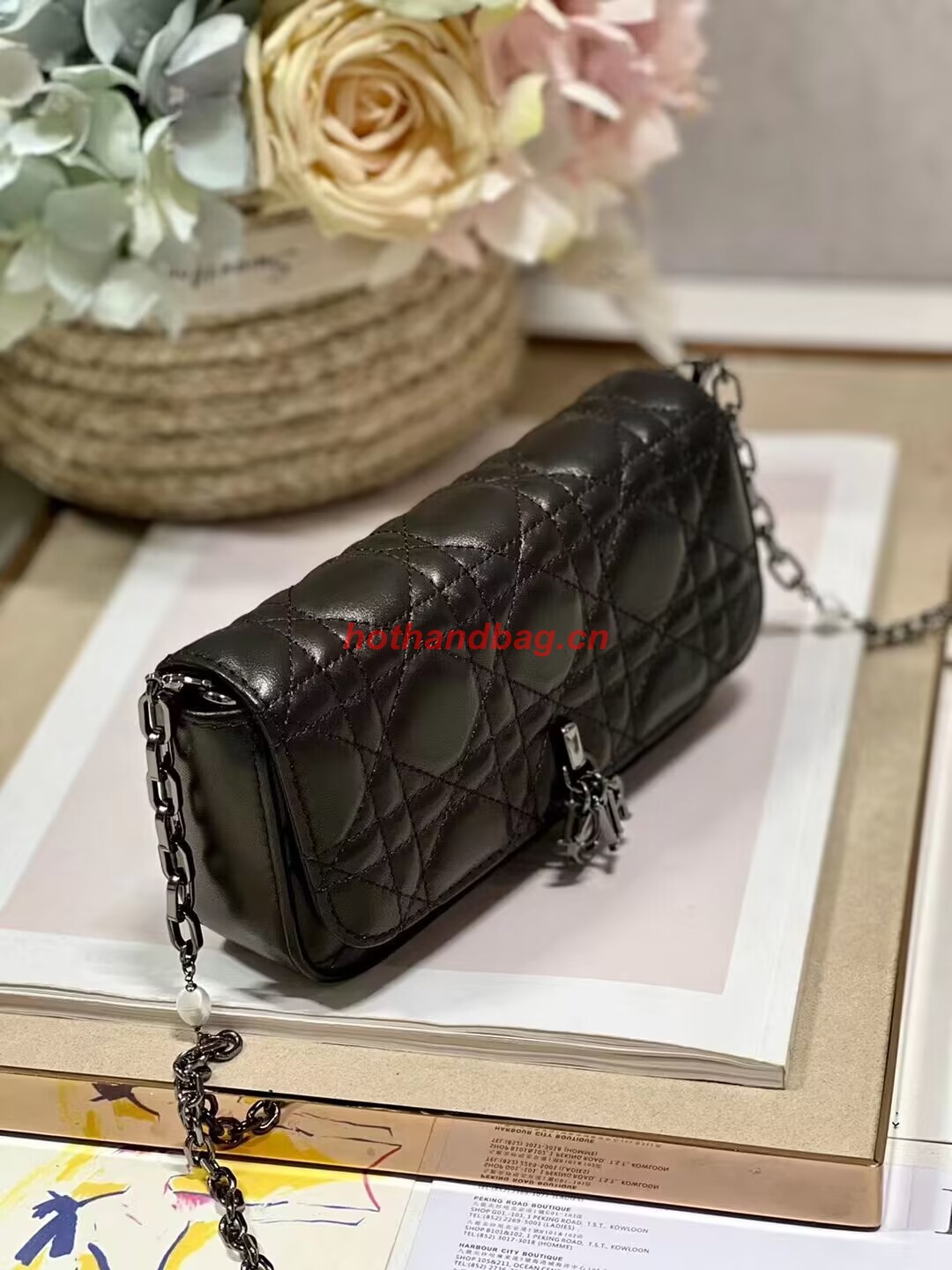 LADY DIOR PHONE POUCH Aesthetic Cannage Lambskin S0977O black