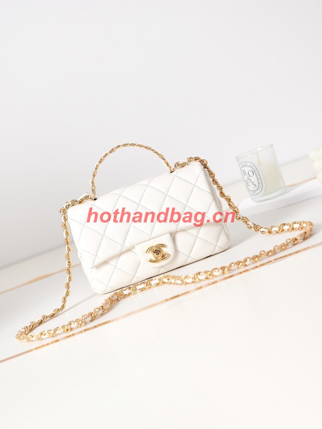 Chanel MINI FLAP BAG WITH TOP HANDLE AS4023 white