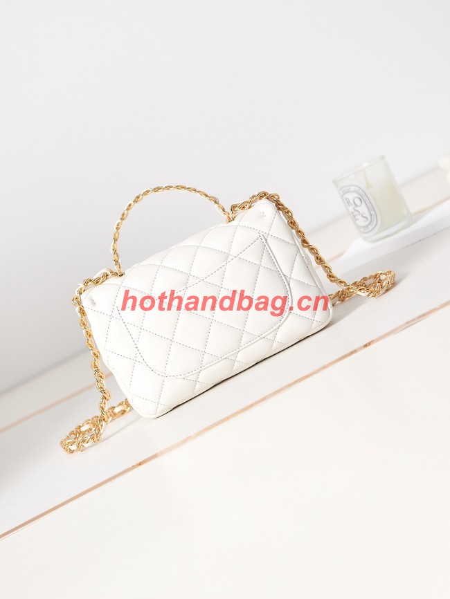 Chanel MINI FLAP BAG WITH TOP HANDLE AS4023 white