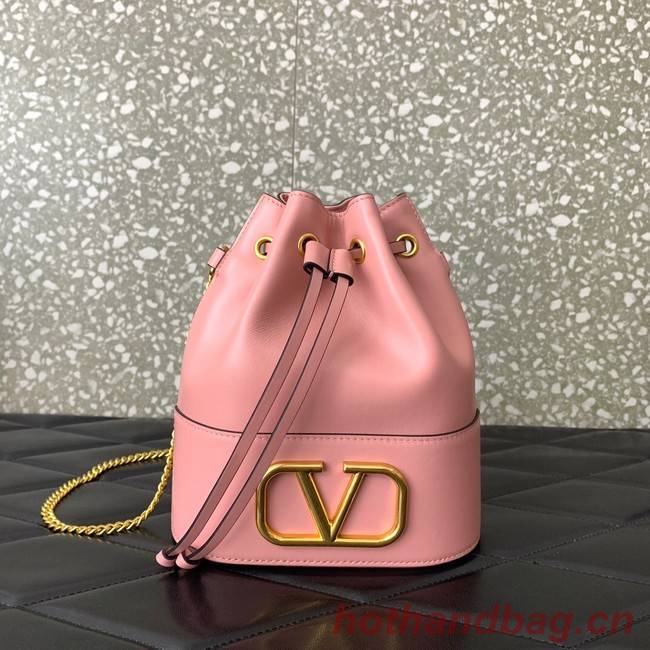 VALENTINO VLOGO SIGNATURE Lambskin Mini Bucket Bag FI16 pink