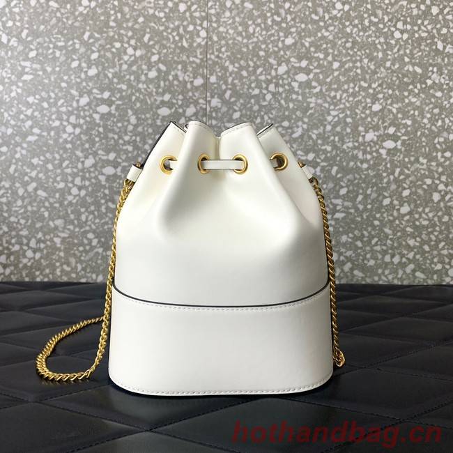 VALENTINO VLOGO SIGNATURE Lambskin Mini Bucket Bag FI16 white