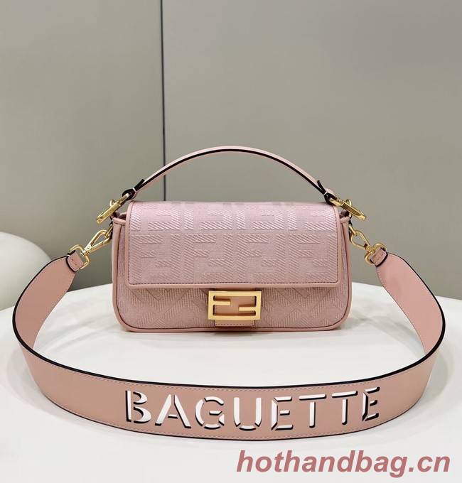 Fendi Baguette canvas bag with FF embroidery 8BR600 pink