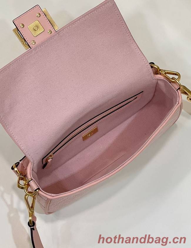 Fendi Baguette canvas bag with FF embroidery 8BR600 pink