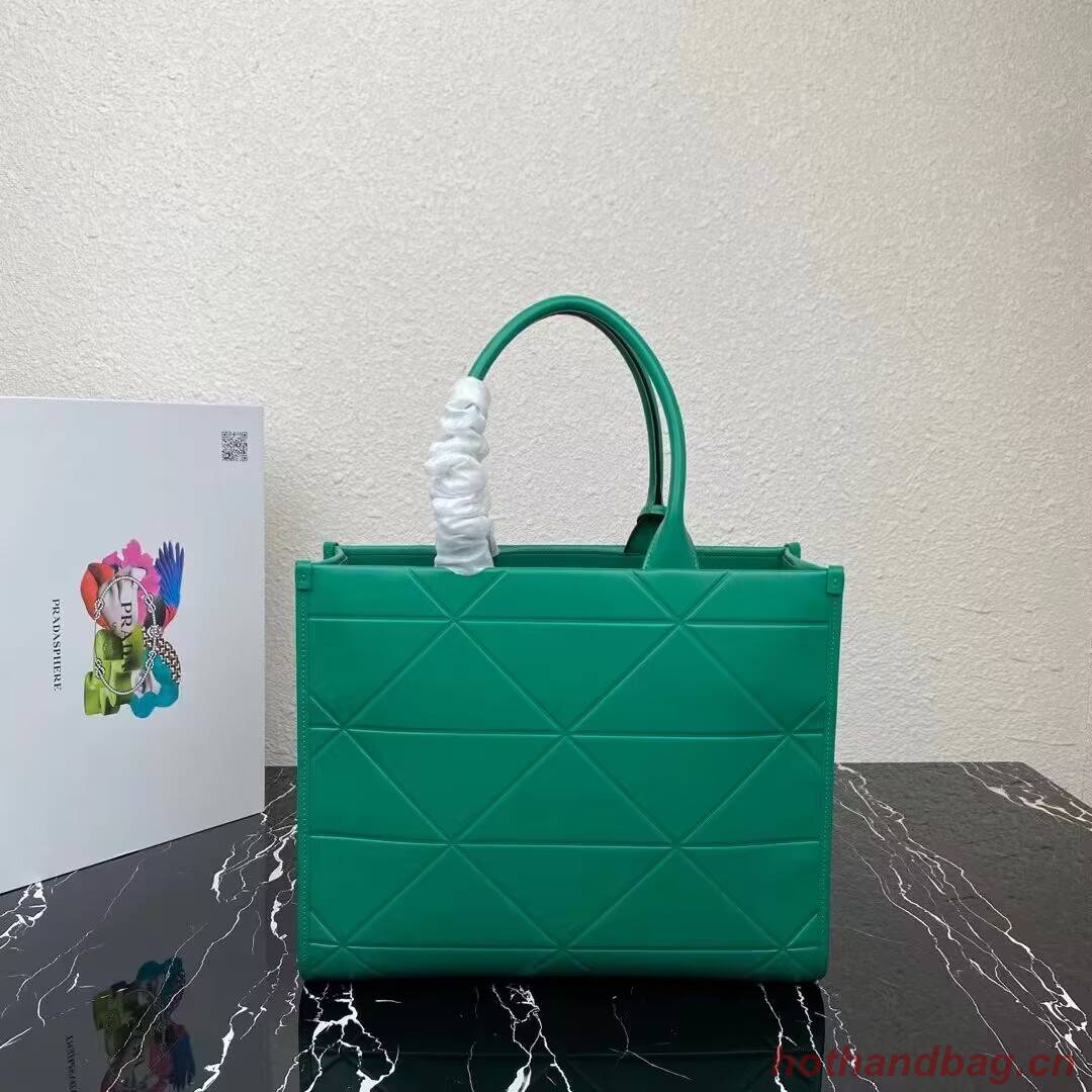 Medium leather Prada Symbole bag with topstitching 1BA378 green