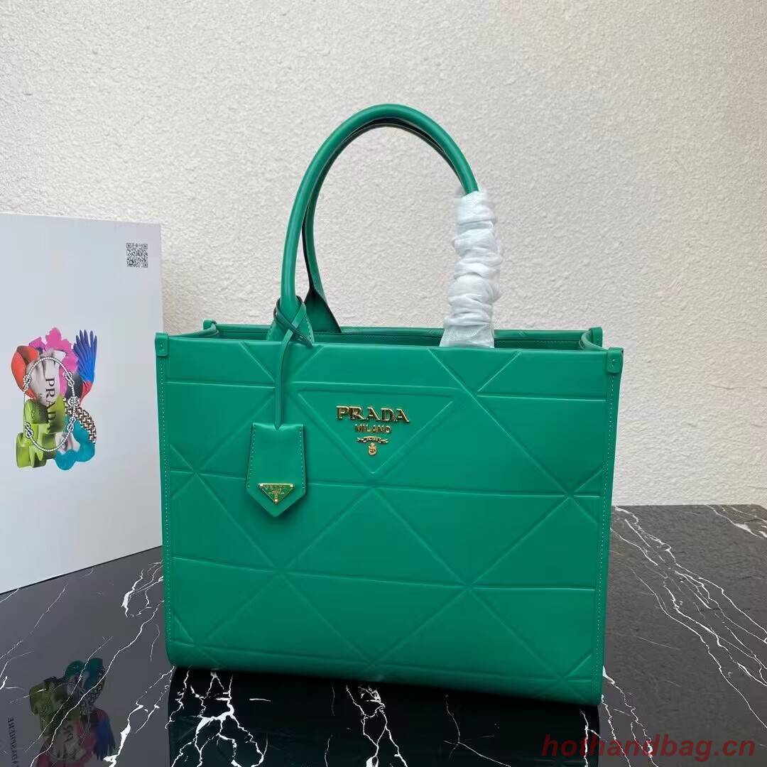 Medium leather Prada Symbole bag with topstitching 1BA378 green