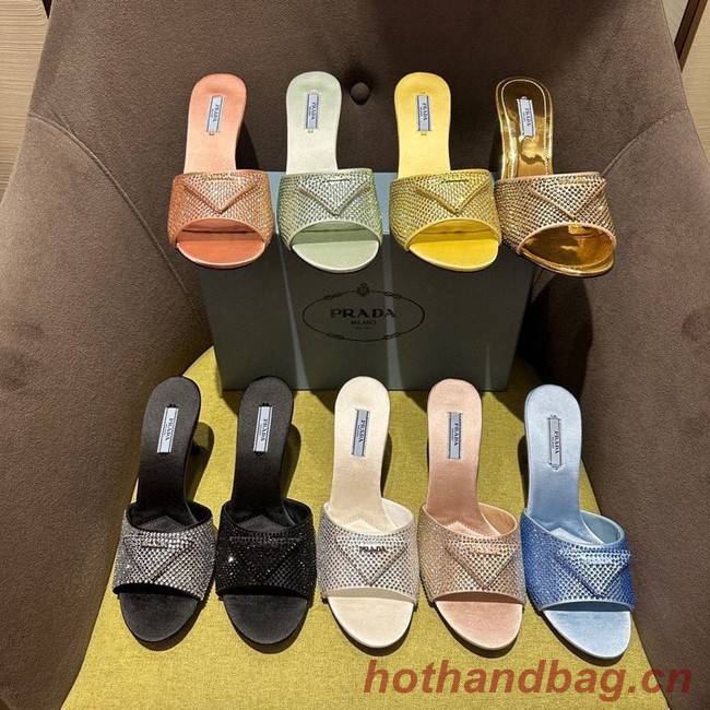 Prada High-heeled satin slides with crystals 93509-3