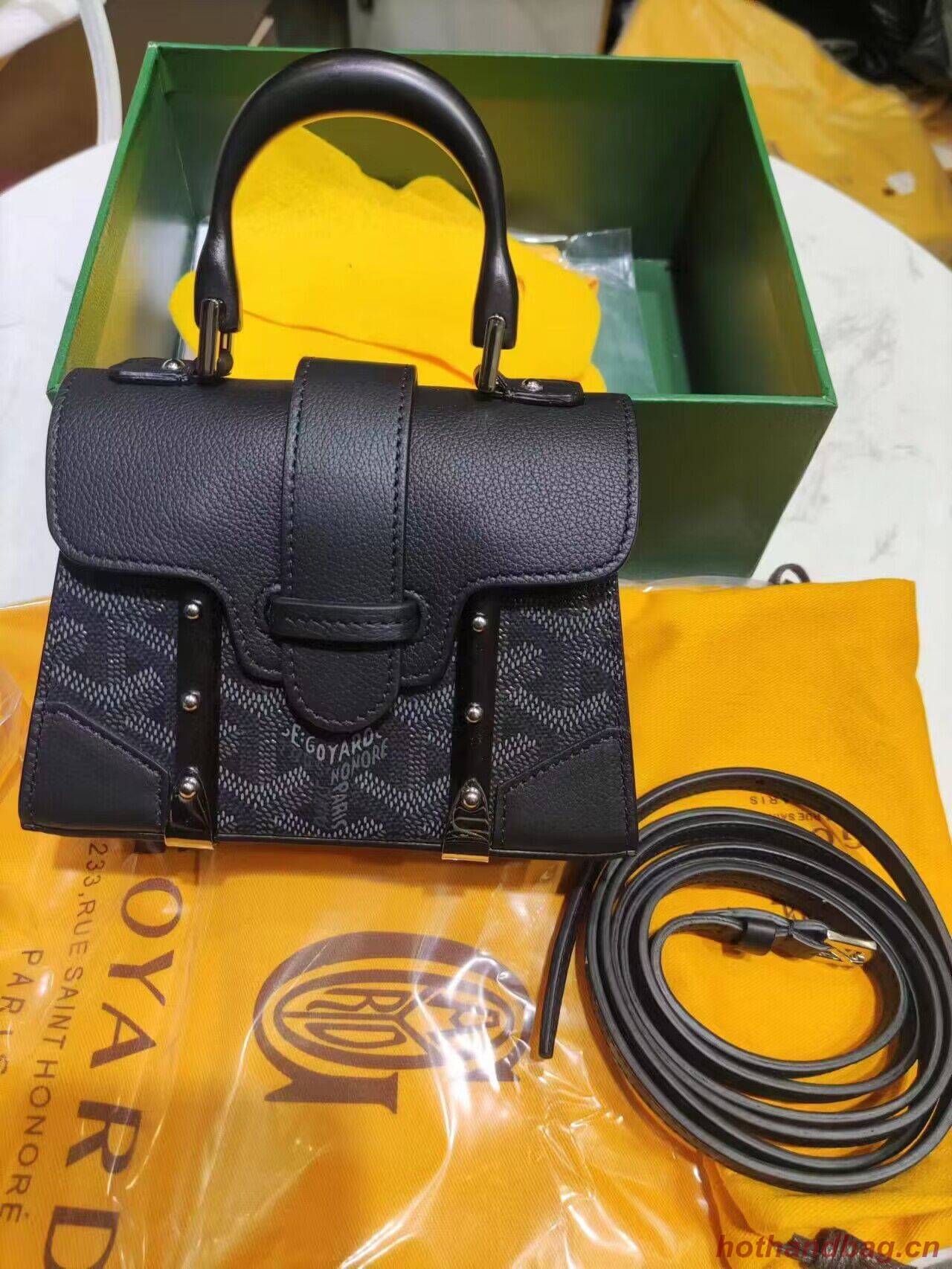 Goyard Nano Saigon Tote Bag Original Leather 55633 Black