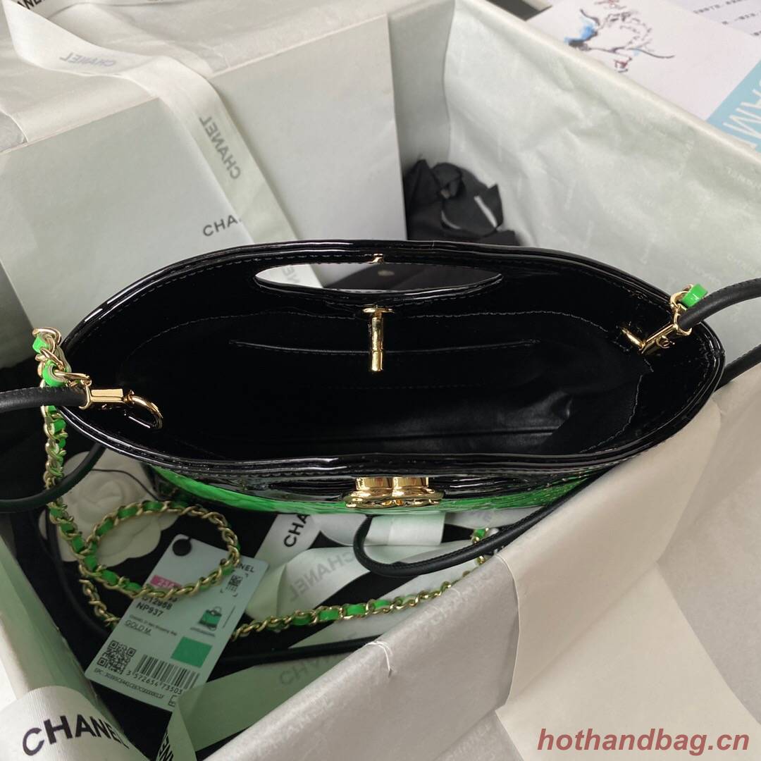 CHANEL 31 MINI SHOPPING BAG AS4133 green & Black