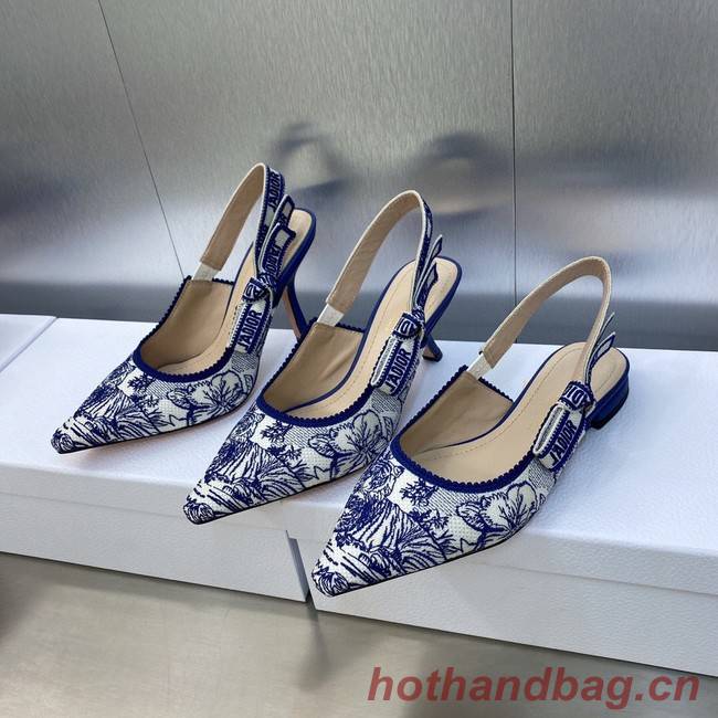 JADIOR SLINGBACK PUMP Embroidered Cotton 93530-2