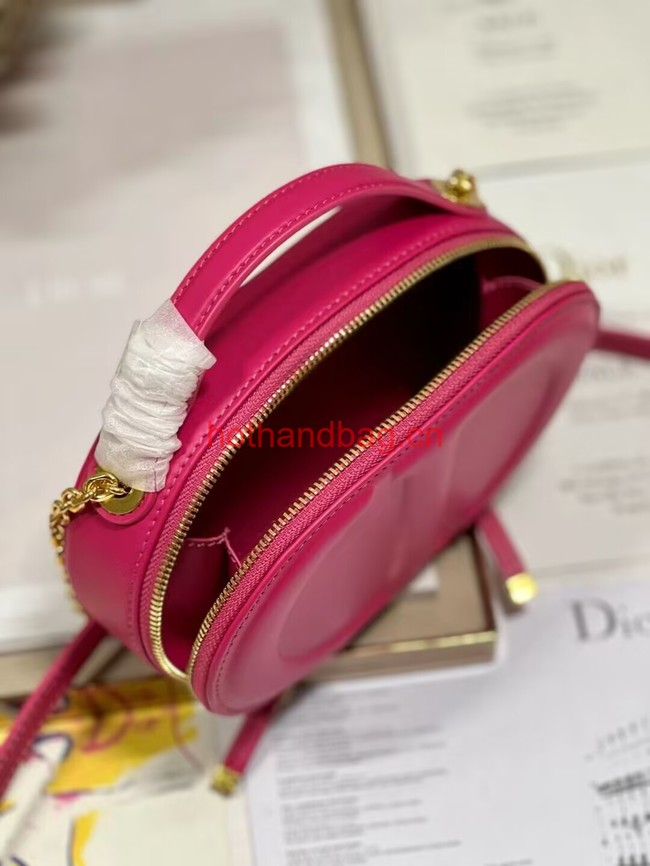 CD SIGNATURE OVAL CAMERA BAG Rani Pink Calfskin with Embossed CD Signature S2201UMFV