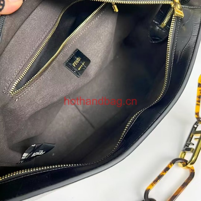 Fendi O Lock Zipper Crocodiles leather bag F1068 black