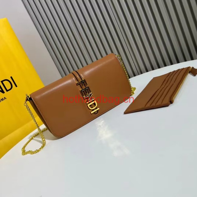 Fendi small smooth leather bag F1225 brown