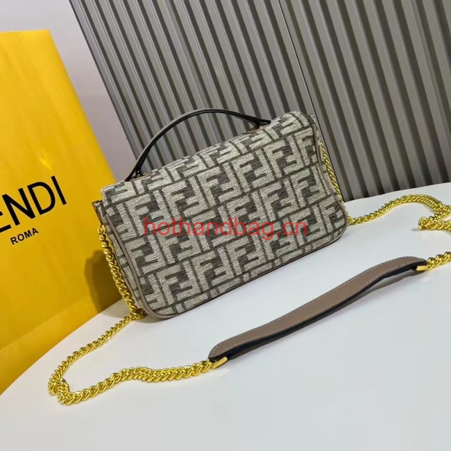 Fendi Baguette canvas bag with FF embroidery F1531 gray