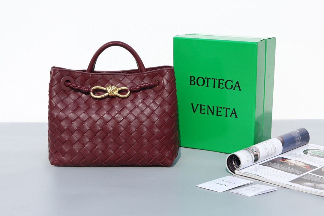 Bottega Veneta Andiamo Small Intrecciato Leather Tote 743572 Wine